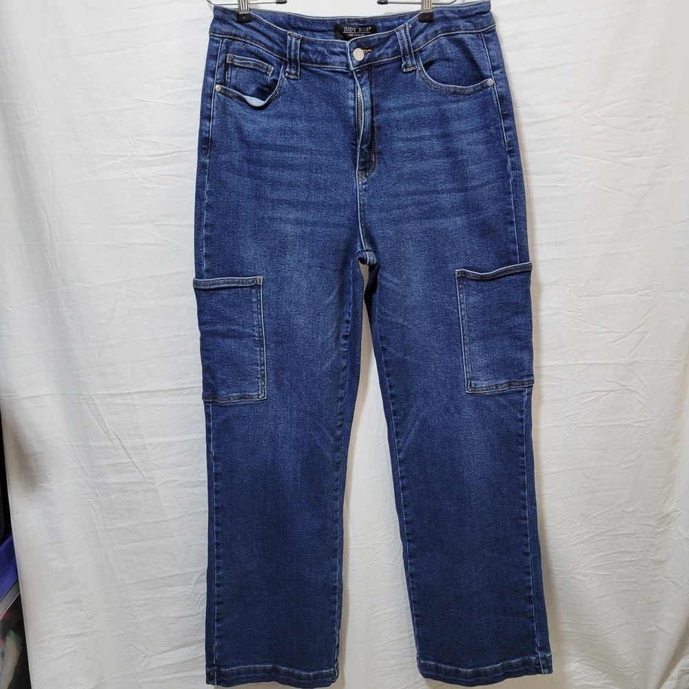 Judy Blue Jeans Womens Size 15 / 32 High Waist Cargo Wide Leg Baggy Jeans Y2K